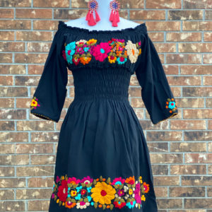 Handmade Floral Dress Black