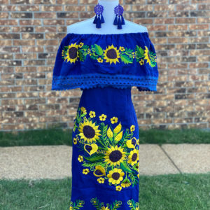 Campesina Sunflower Dress Royal Blue